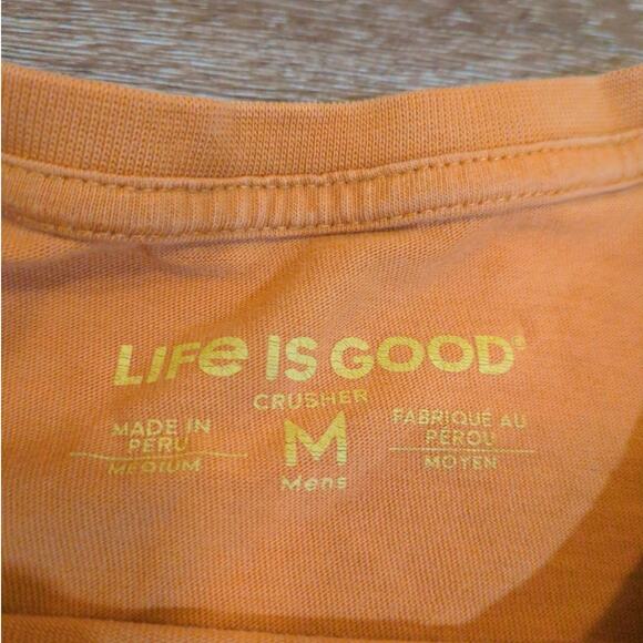 Life is Good Crusher Coffee Life Aint Easy Mens Medium Short Sleeve Shirt Orange - Picture 4 of 7